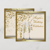 Gold Ivory Womans Elegant Gold Cream Birthday Kaart (Voorkant / Achterkant)
