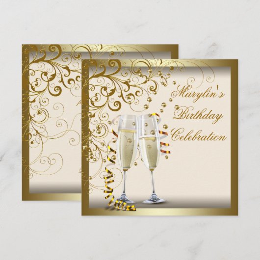 Gold Ivory Womans Elegant Gold Cream Birthday Kaart (Voorkant / Achterkant)