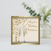 Gold Ivory Womans Elegant Gold Cream Birthday Kaart (Staand voorkant)