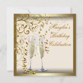 Gold Ivory Womans Elegant Gold Cream Birthday Kaart (Voorkant)