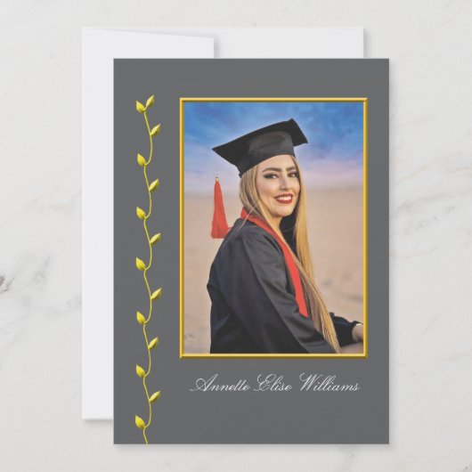 Gold Ivy design with Photo Grad Announcment Aankondiging (Voorkant)