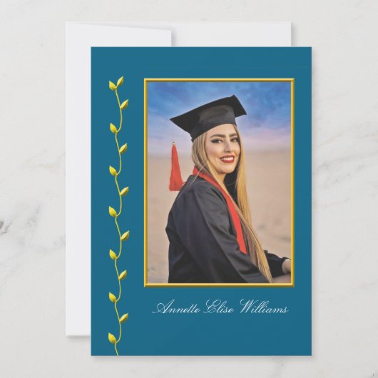 Gold Ivy design with Photo Grad Announcment Aankondiging (Voorkant)