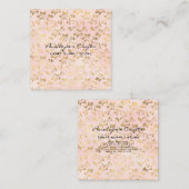 Gold Ivy Print Pink Square Visitekaartje (Voorkant / Achterkant)