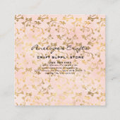 Gold Ivy Print Pink Square Visitekaartje (Achterkant)