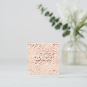 Gold Ivy Print Pink Square Visitekaartje (Staand voorkant)