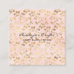 Gold Ivy Print Pink Square Visitekaartje