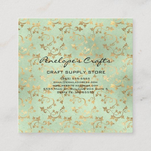 Gold Ivy Print Square Visitekaartje (Achterkant)
