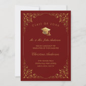 Gold Ivy Script van ouders Foto Red Afstuderen Aankondiging (Voorkant)