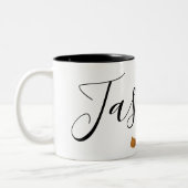 Gold 'J' Monogram met persoonlijke naam Tweekleurige Koffiemok (Links)
