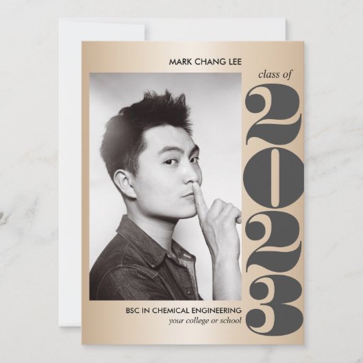 GOLD JAAR | AFSTUDEREN GRAY BOLD COLLEGE FOTO KAART (Voorkant)