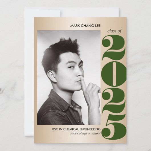 GOLD JAAR | DARK GREEN COLLEGE FOTO-AFSTUDEREN KAART (Voorkant)