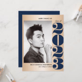 GOLD JAAR | NAVY BLUE COLLEGE FOTO-AFSTUDEREN KAART (Voorkant / Achterkant in situ)