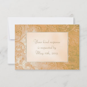 Gold Jade Autumn Floral Border Wedding RSVP