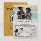 Gold Jamaica Passport Uitnodiging voor het Huwelij (Voorkant / Achterkant)