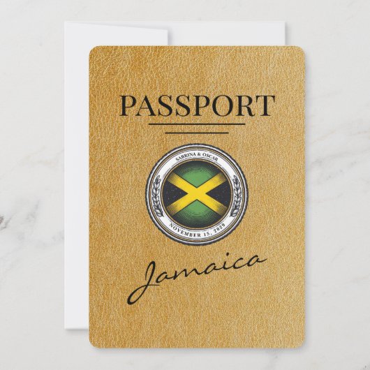 Gold Jamaica Passport Uitnodiging voor het Huwelij (Achterkant)