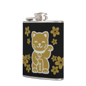 Gold Japanese Maneki-neko Heupfles (Links)