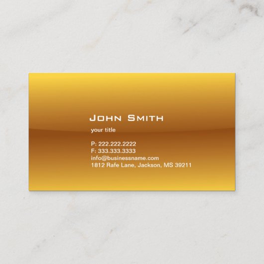 Gold Jazz Saxophone Music Visitekaartje (Achterkant)