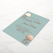 Gold JellyFish Blush Weddenschap geperst Folie Uitnodiging (Gedraaid)