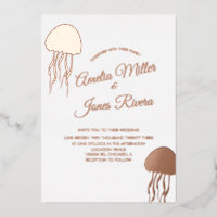 Gold JellyFish Wedding Ppress Folie Uitnodiging