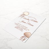 Gold JellyFish Wedding Ppress Folie Uitnodiging (Gedraaid)