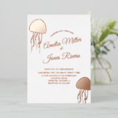 Gold JellyFish Wedding Ppress Folie Uitnodiging (Staand Voorkant)
