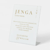 Gold Jenga Guest Book Minimalistisch Modern Reclamebord Met Voetstuk (Voorkant)
