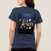 Gold Jesus Script Blue  Tri-Blend Shirt (Achterkant)