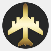 GOLD JET AIRPLANE RONDE STICKER (Voorkant)