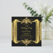 Gold Jewel Black Elegant Birthday Foto Kaart (Staand voorkant)