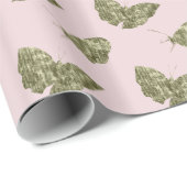 Gold Jewel Butterflies op Bleek Roze Cadeaupapier (Rol Hoek)