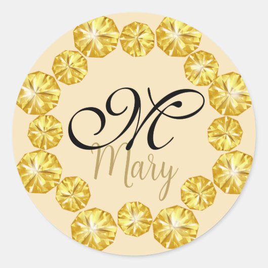 Gold Jewel Lijst Monogram Sticker (Voorkant)