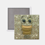 Gold Jewel Owl Magneet (Voorkant / Achterkant)