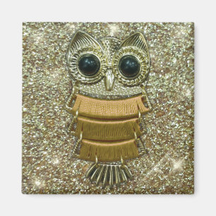 Gold Jewel Owl Magneet