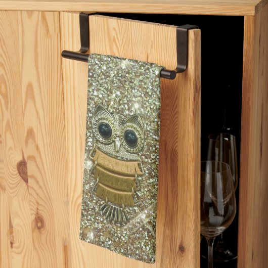 Gold Jewel Owl Theedoek (Derde Gevouwen)