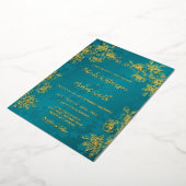 Gold Jewel Tone Floral Wedding Folie Uitnodiging (Gedraaid)