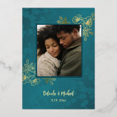 Gold Jewel Tone Floral Wedding Folie Uitnodiging (Achterkant)