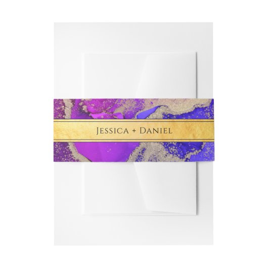 Gold Jewel Toned Abstract Wedding Uitnodigingen Wikkel (Voorkant Voorbeeld)