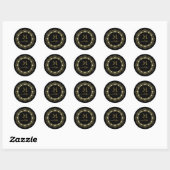 Gold Jeweled Lijst monogram met naam Classic Roun Ronde Sticker (Vel)