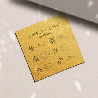 Gold Jewelry Care Instructions Business Bedankt Informatiekaartje