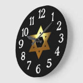 Gold Jewish Star Black achtergrond Grote Klok (Hoek)
