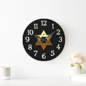 Gold Jewish Star Black achtergrond Grote Klok (Huis)