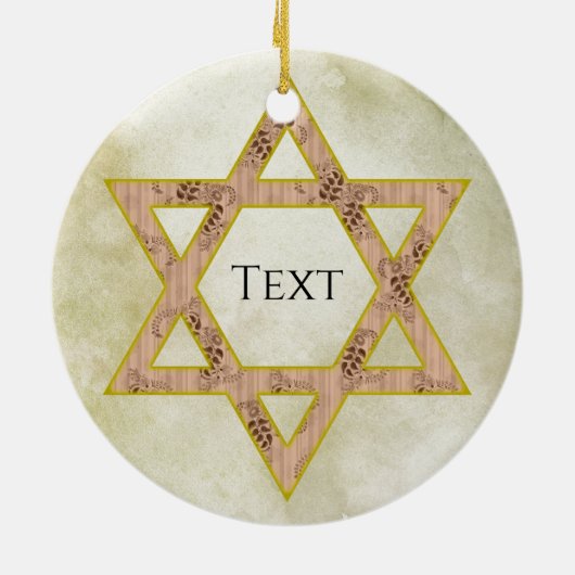 Gold Jewish Star-Ornament Keramisch Ornament (Achterkant)