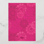 Gold Ji (Magenta Roze Bloemen) Folie Feestdagenkaart (Achterkant)