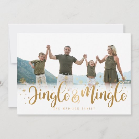 Gold Jingle en Mingle Holiday Card Feestdagenkaart (Voorkant)