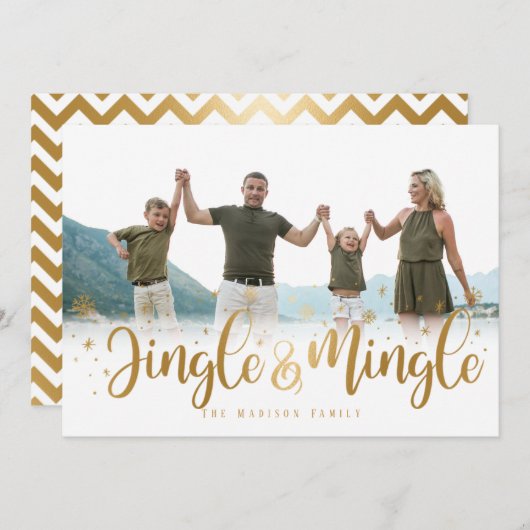 Gold Jingle en Mingle Holiday Card Feestdagenkaart (Voorkant / Achterkant)