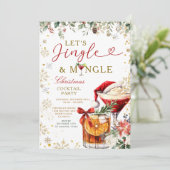 Gold Jingle & Mingle Christmas Santa Cocktail  Kaart (Staand voorkant)