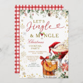 Gold Jingle & Mingle Christmas Santa Cocktail  Kaart (Voorkant / Achterkant)