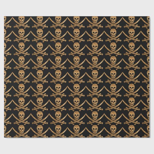 Gold Jolly Roger Cadeaupapier (Vlak)