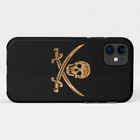 Gold Jolly Roger Case-Mate iPhone Case (Achterkant (horizontaal))