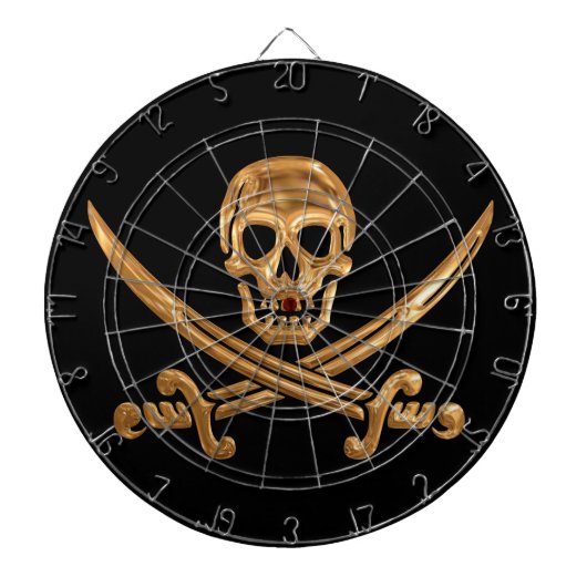 Gold Jolly Roger Dartbord (Voorkant)
